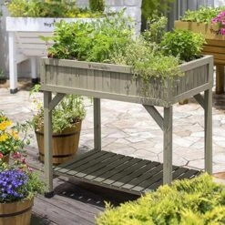 Vegtrug Kruidentafel 58 × 78 × 80 Cm - Grijs 6 Vegtrug Kruidentafel 58 × 78 × 80 Cm - Grijs -Tuindecoratie Winkel 1540756738 1 600