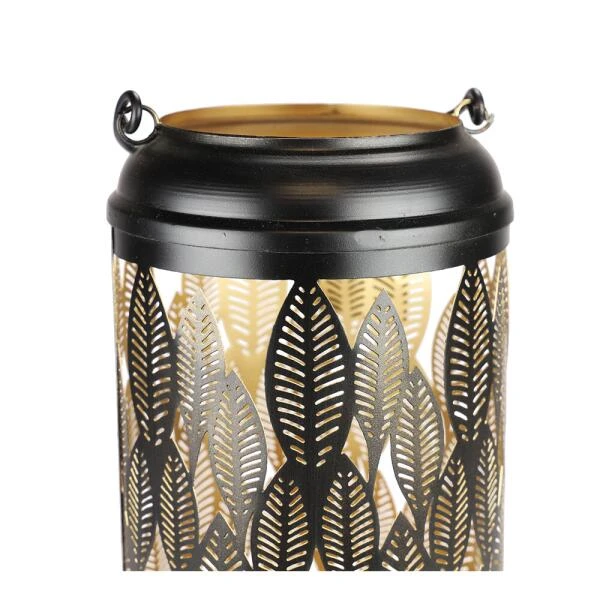 Lantaarn Bladmotief Zwart - 26 × 15 Cm 4 Lantaarn Bladmotief Zwart - 26 × 15 Cm - Afbeelding 2