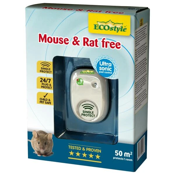 Ecostyle Mouse & Rat Free Ultrasone Verjager Op Netstroom - 50 M² 3 Ecostyle Mouse & Rat Free Ultrasone Verjager Op Netstroom - 50 M²