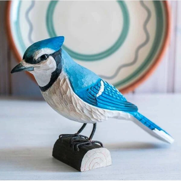 Blauwe Gaai (Blue Jay) In Lindenhout - Handgemaakt 4 Blauwe Gaai (Blue Jay) In Lindenhout - Handgemaakt - Afbeelding 2