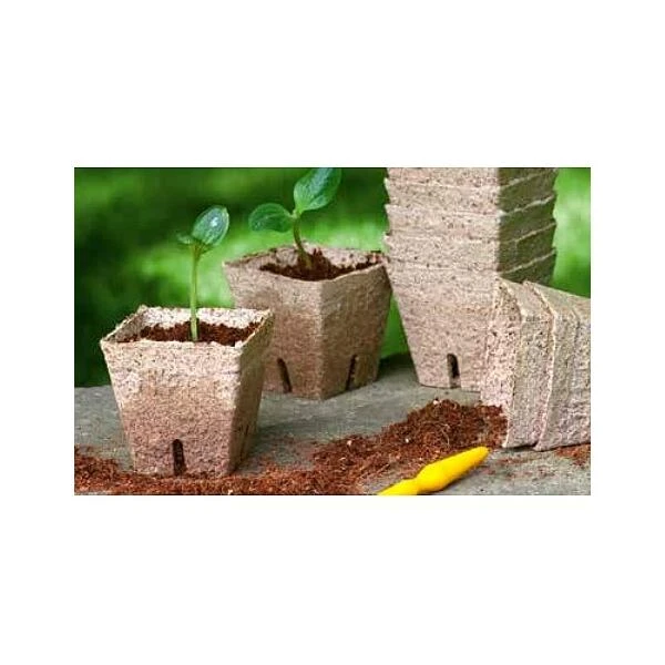 Vezelpotjes Vierkant Biologisch Afbreekbaar - 8 × 8 Cm - Set Van 14 Stuks 3 Vezelpotjes Vierkant Biologisch Afbreekbaar - 8 × 8 Cm - Set Van 14 Stuks