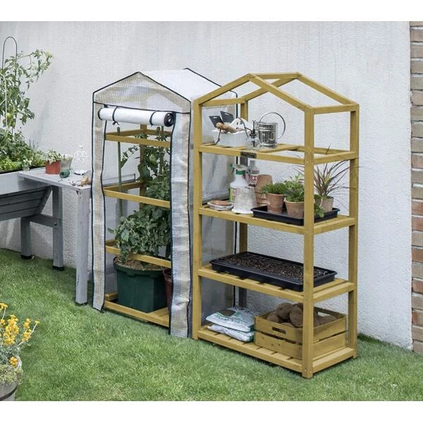 Vegtrug Kweekkas Met Houten Frame - 4 Rekken 6 Vegtrug Kweekkas Met Houten Frame - 4 Rekken - Afbeelding 4
