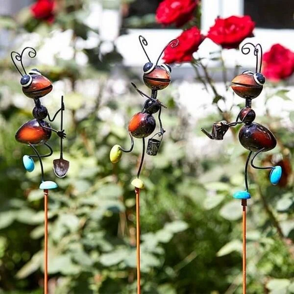 Tuinierende Mieren - Tuinprikkers - Set Van 3 Stuks 3 Tuinierende Mieren - Tuinprikkers - Set Van 3 Stuks