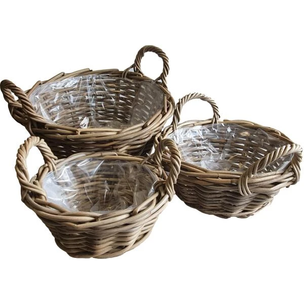 Rieten Manden - Set Van 3 Stuks 3 Rieten Manden - Set Van 3 Stuks