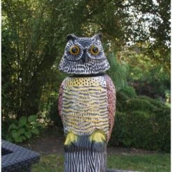 Roterende Uil Gele Borst - Vogelverschrikker -Tuindecoratie Winkel vogelverschrikker uil geel 1496069044 3 600